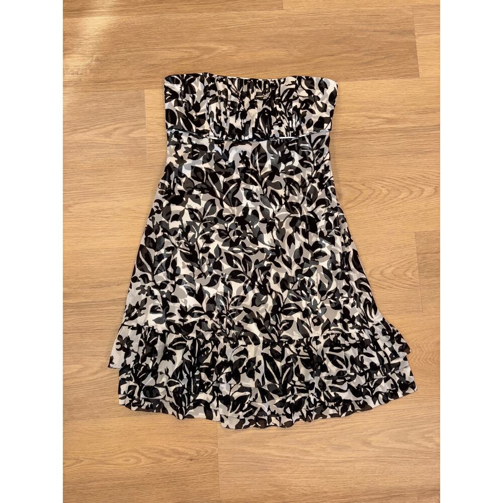 White House Black market floral strapless dress chiffon size 6 NWT